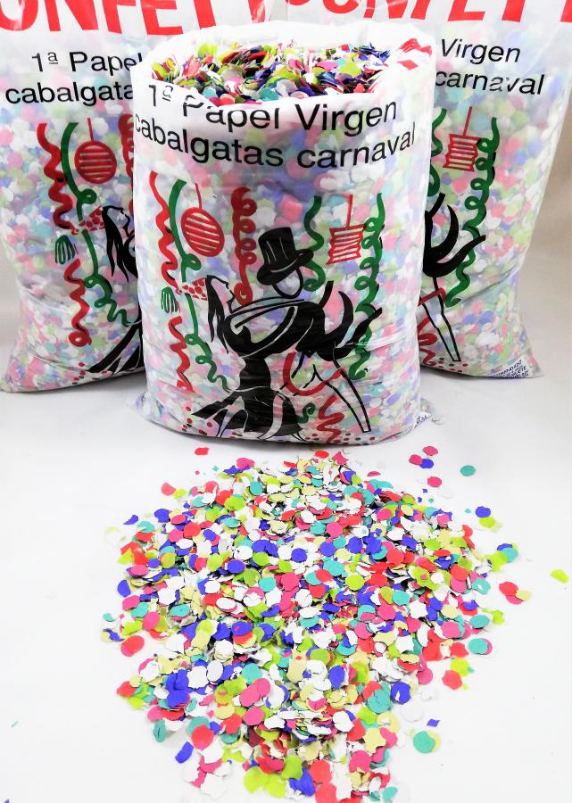 Bolsa 1kg Confeti multicolor de papel para fiestas cumpleaños carnaval