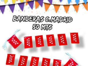 Banderas Comunidad de Madrid de Plástico 20 x 30 Tira de 50 Metros. Adornos de Fiestas . Ech S.a