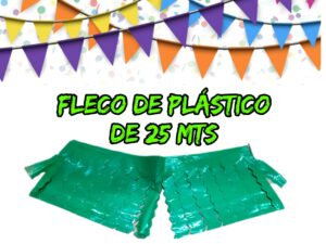 Fleco de Plástico Verde - 25 Mts -Adornos Fiestas-EchS.a®